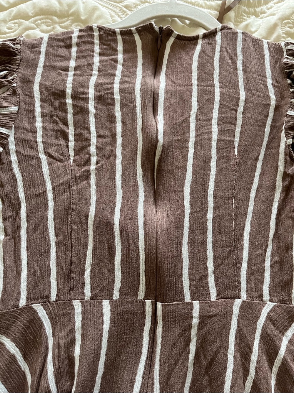Taupe Striped Tie-Front Mini Dress - Picture 8 of 10